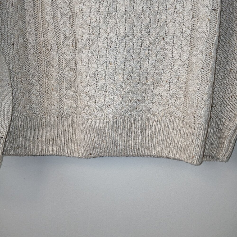 SKY BLUE 1\4 ZIP CABLE KNIT FISHERMAN CARDIGAN OATMEAL COLOR  MENS SIZE MEDIUM - Picture 2 of 7